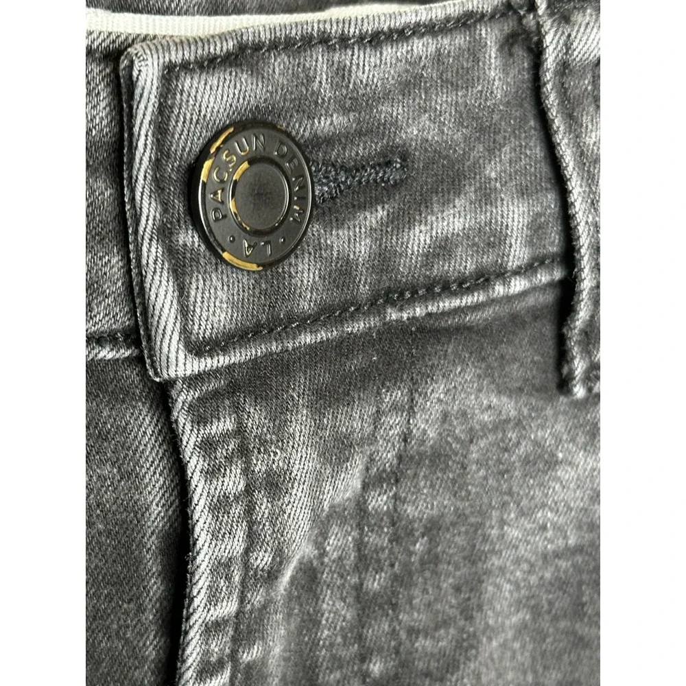 Pacsun Mens Stacked Skinny Jeans Black Denim Size 32X32 Tapered Leg Distressed